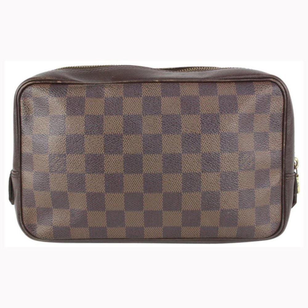 Louis Vuitton Damier Ebene Trousse Toilette Cosmetic Bag Toiletry Pouch Dopp